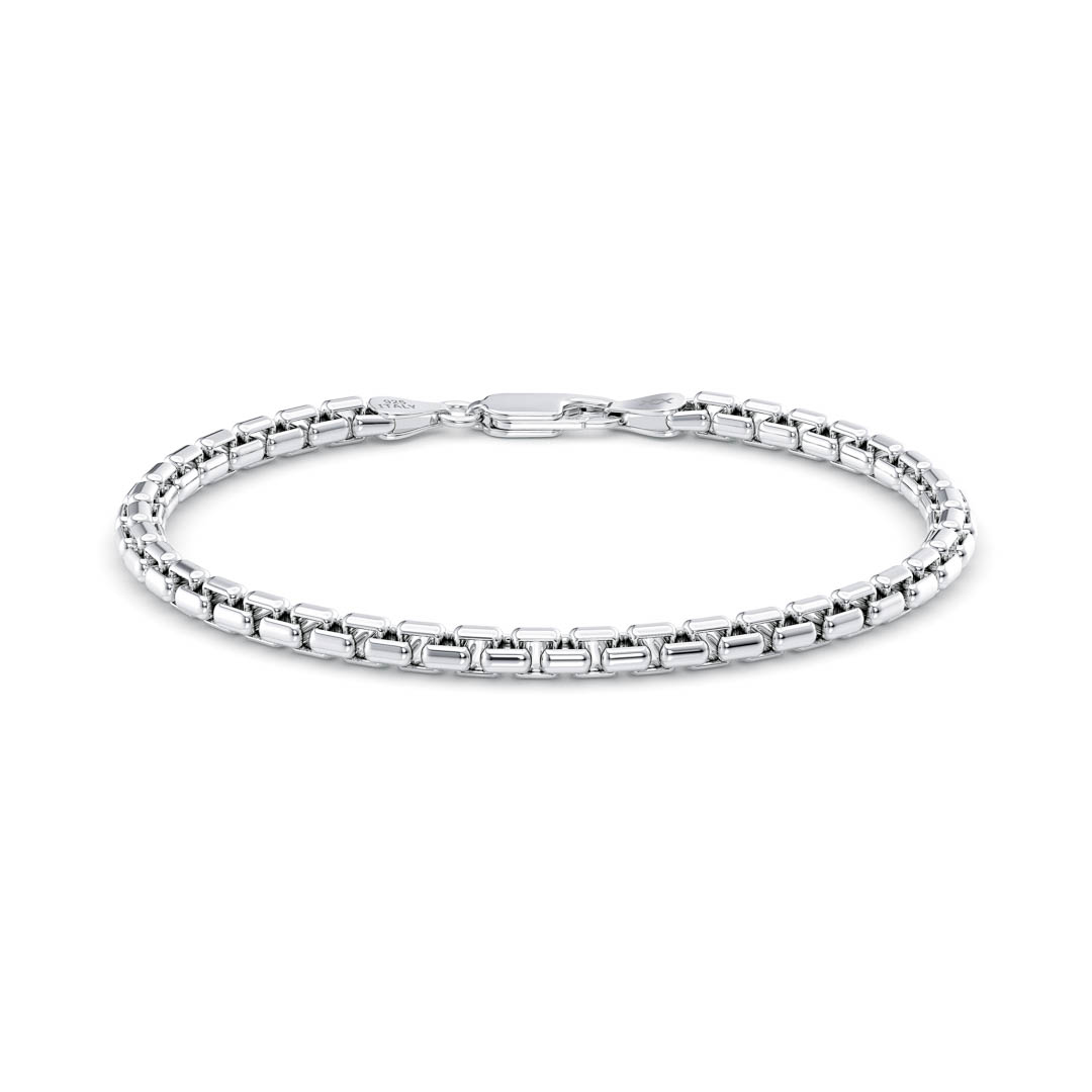 Round Box Bracelet 4mm | Sterling Silver