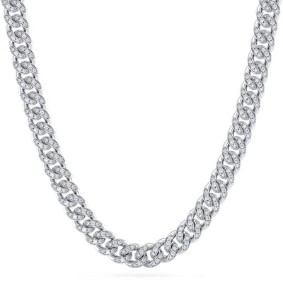 Diamond Cuban Link Chain 8mm Sterling Silver