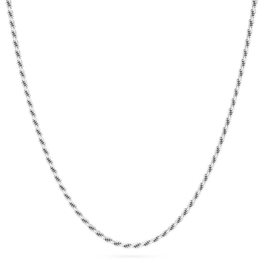 Italian solid sterling silver 2mm rope chain necklace