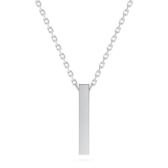 Sterling silver vertical bar pendant with cable chain