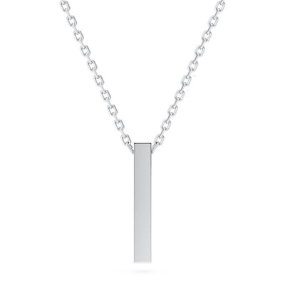 Sterling silver vertical bar pendant with cable chain