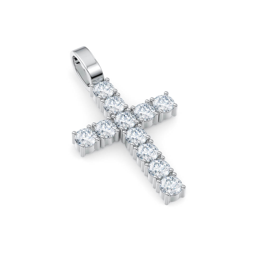 Diamond Cross Pendant Sterling Silver