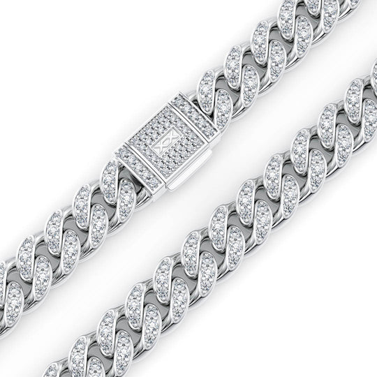 Diamond Cuban Chain 8mm Sterling Silver