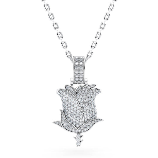 Diamond Rose Pendant | Sterling Silver