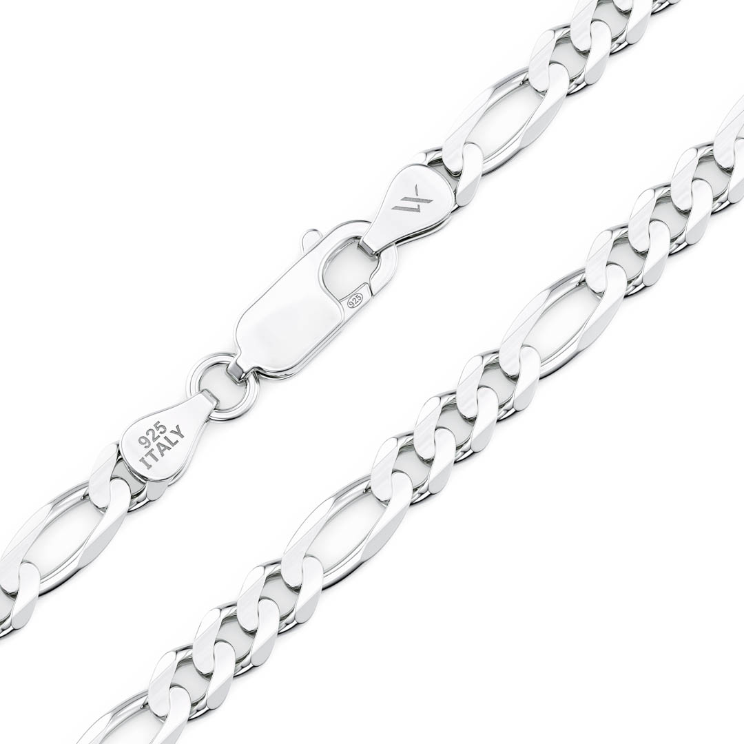 925 Silver Figaro links and clasp made in Italy