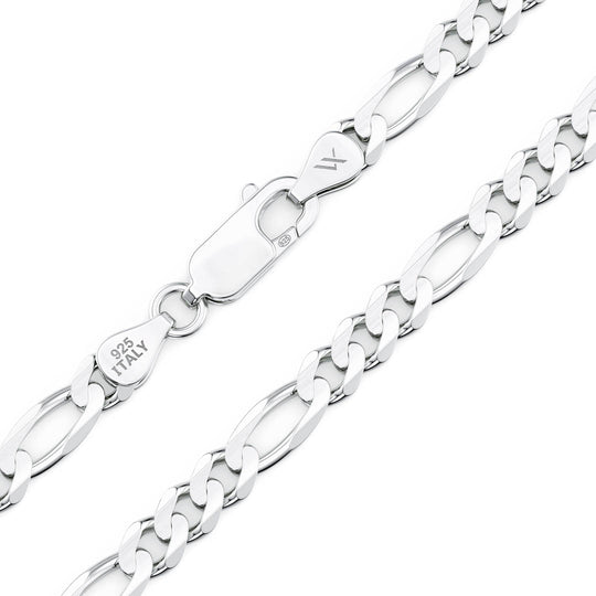 925 Silver Figaro links and clasp made in Italy