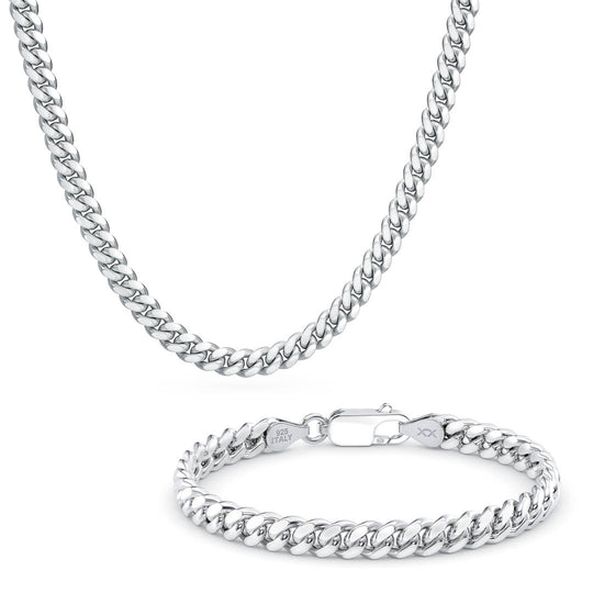 Cuban chain and bracelet bundle set