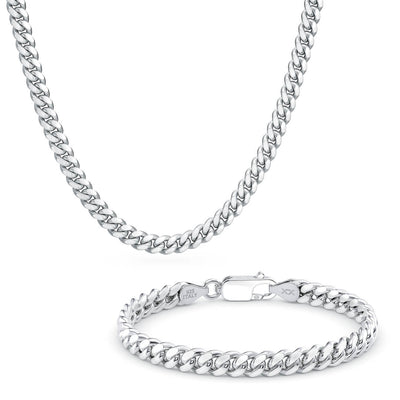 Cuban chain and bracelet bundle set