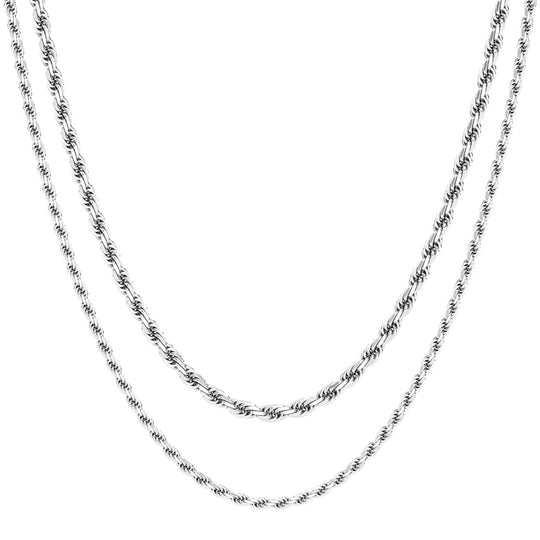 Same Length Chain Stack Rope Chain Stack | Sterling Silver