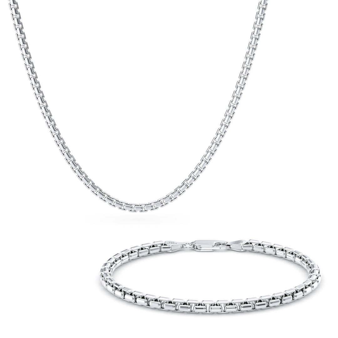 Round Box chain and bracelet set bundle