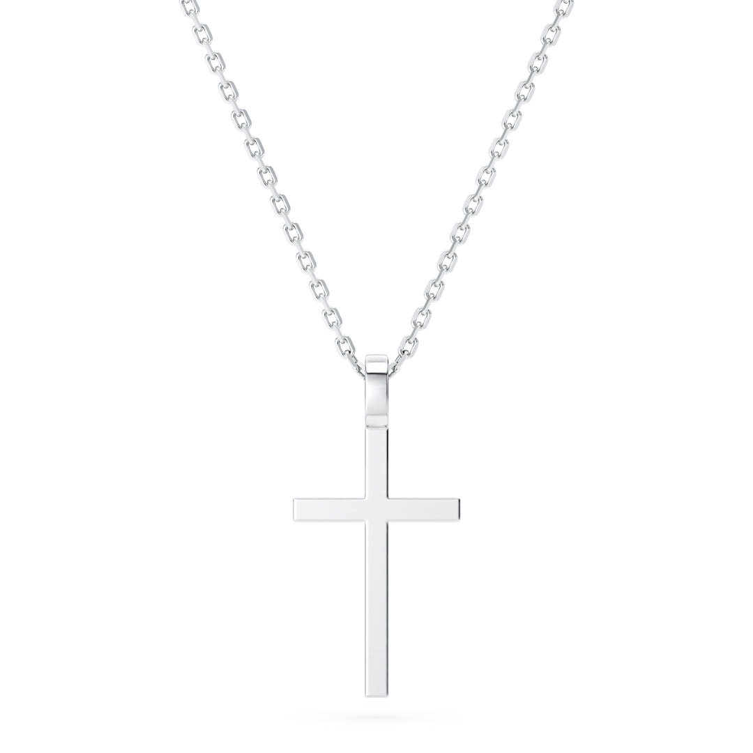 Small minimal cross necklace with free chain on white background