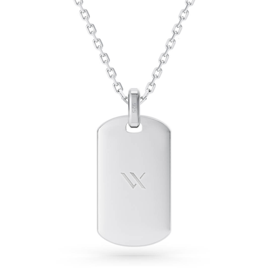 Real silver stamped with 925 on the back of dog tag necklace