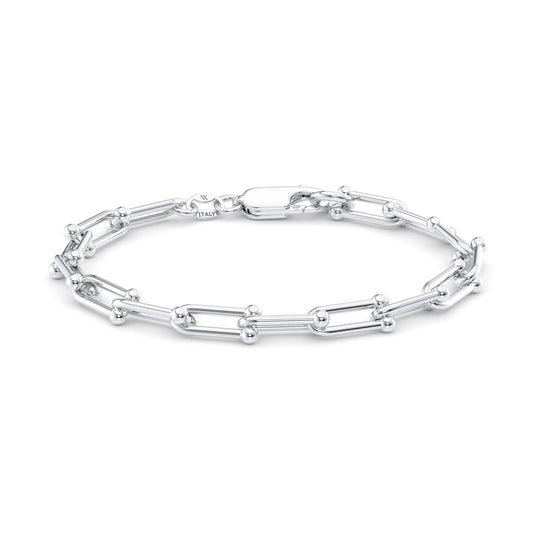 Silver Italian Roman Link Bracelet on white background