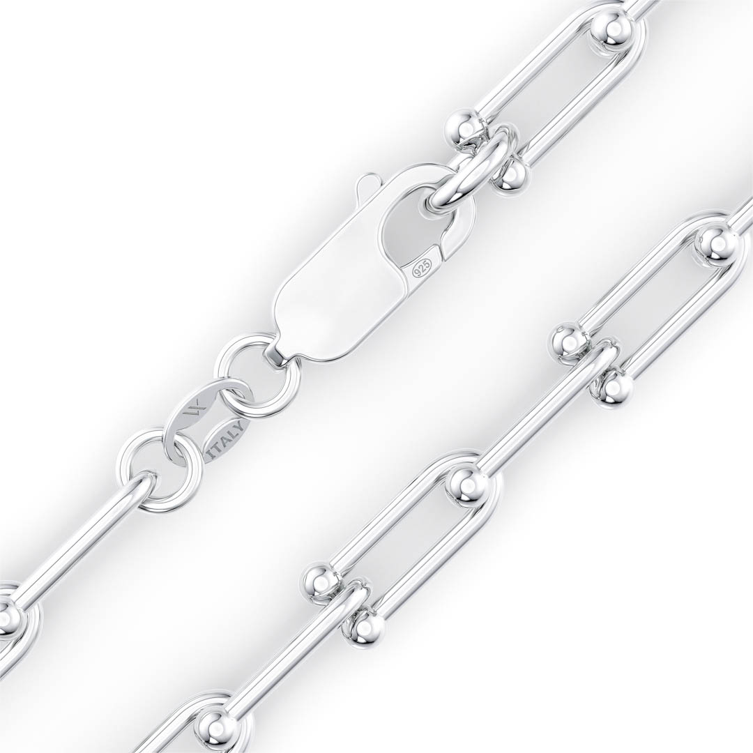 Roman chain links showing Italy clasp and 925 stamp