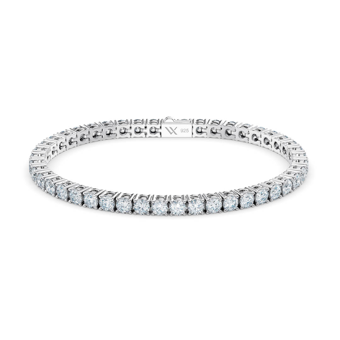 Round diamond tennis bracelet in 925 sterling silver