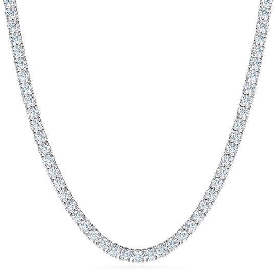 Diamond tennis chain made of sterling silver with 4mm stones hanging on white background