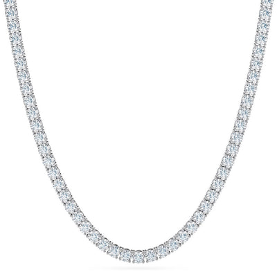 Diamond tennis chain made of sterling silver with 4mm stones hanging on white background
