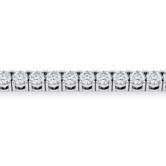Close up showing silver tennis links with round cut diamonds