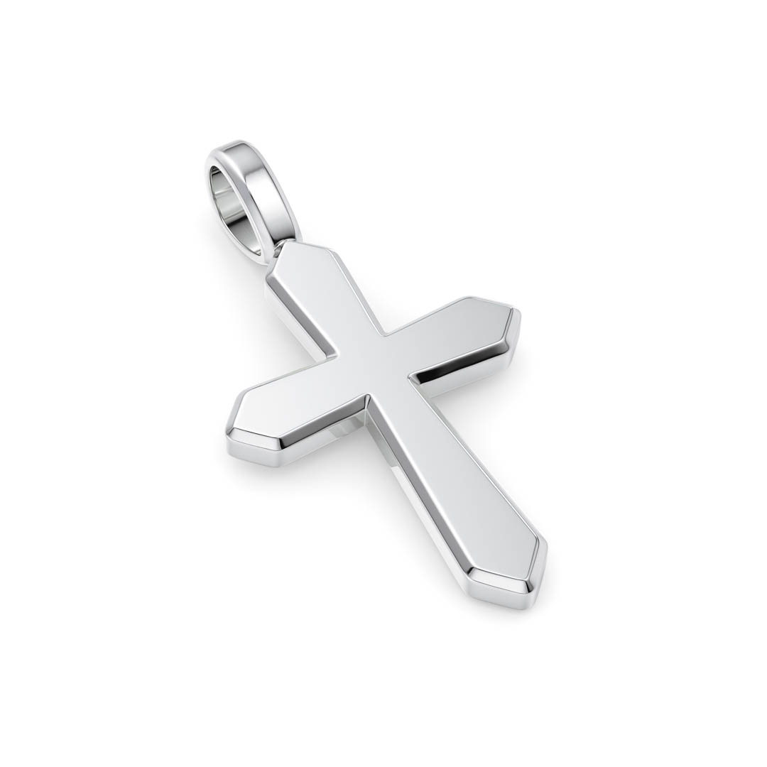 Bevel Cross Pendant Sterling Silver