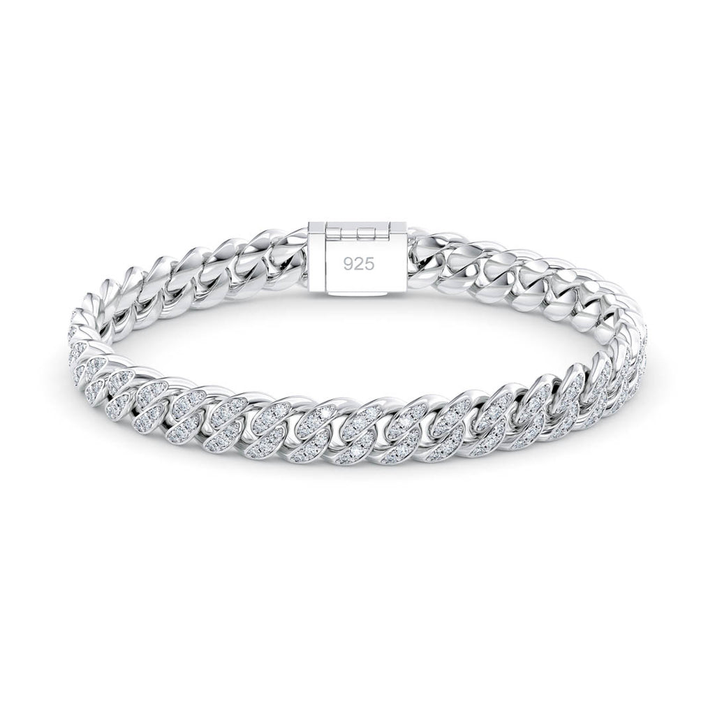 Diamond Cuban Bracelet 8mm | Sterling Silver