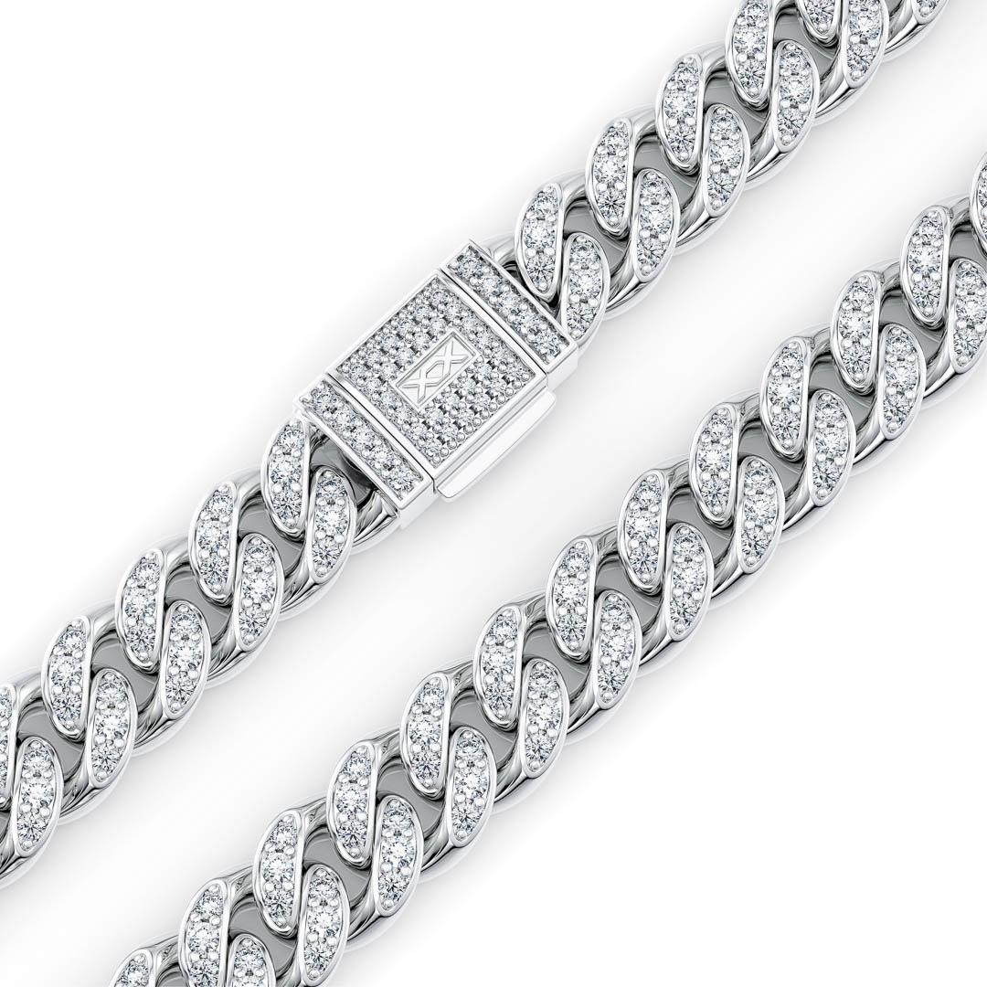 Diamond Cuban Bracelet 8mm Sterling Silver