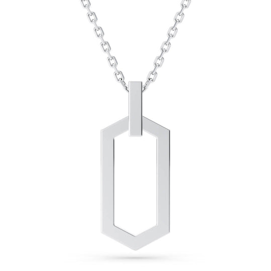 Silver Hexagon Dog Tag Necklace