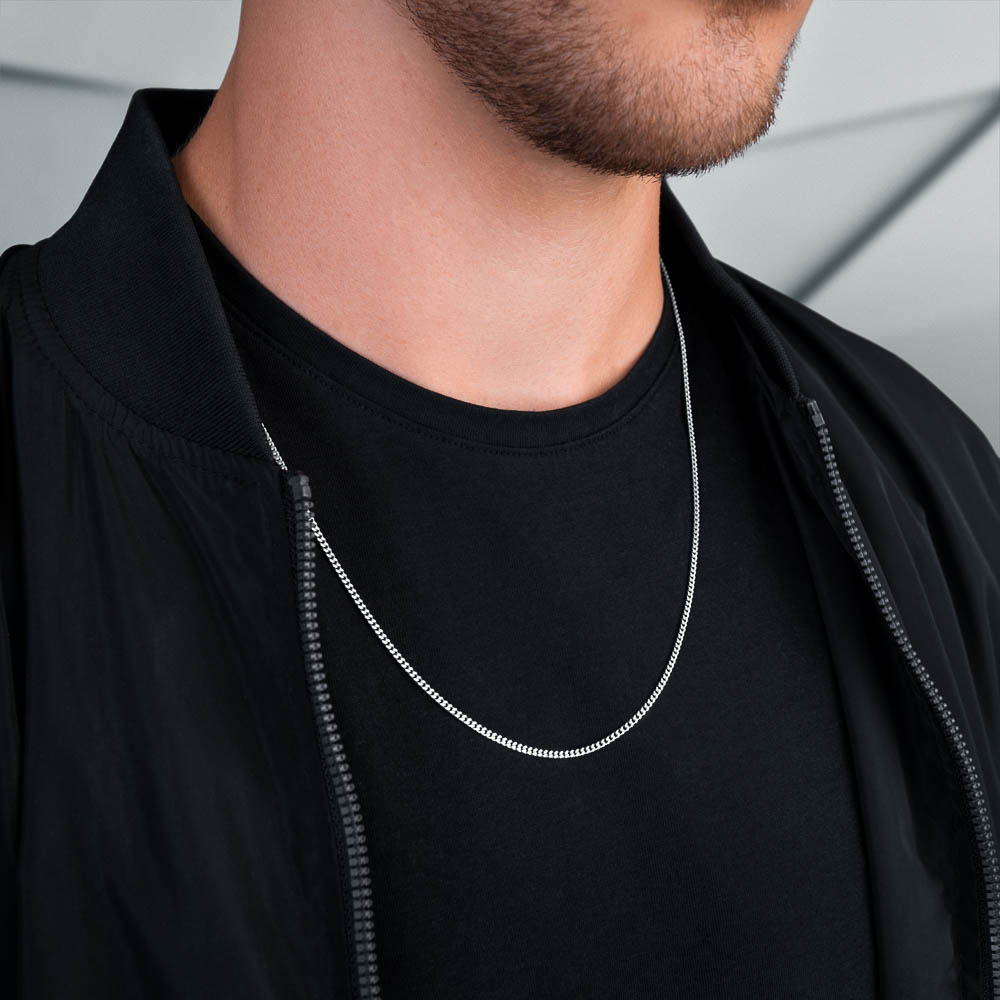 Silver Micro Cuban Link Chain for Men, necklace Size: 22"
