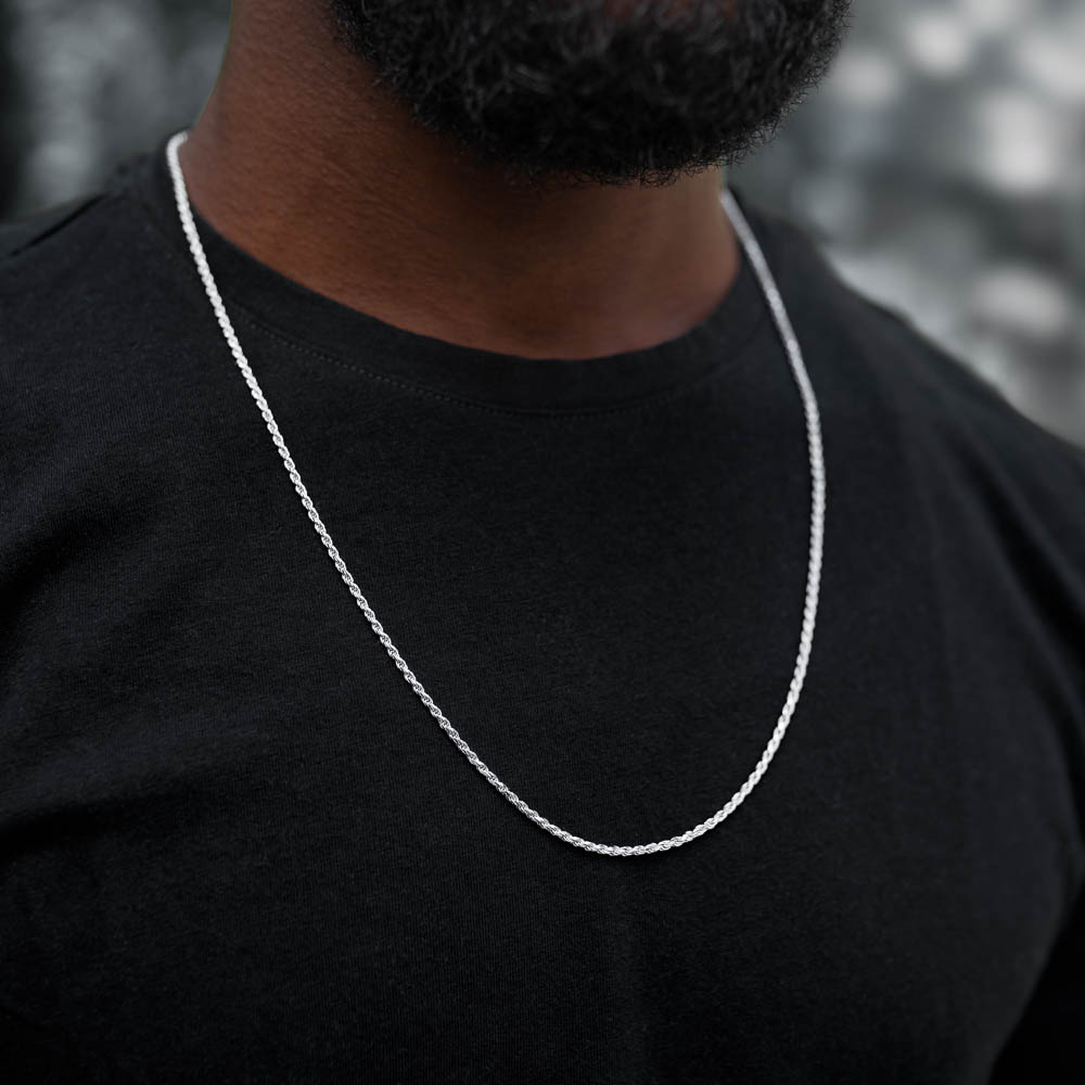 chain 2mm silver rope chain men's 20 inch