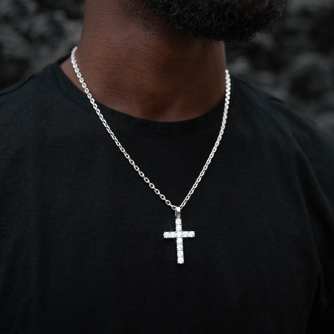 Diamond Cross Pendant Sterling Silver