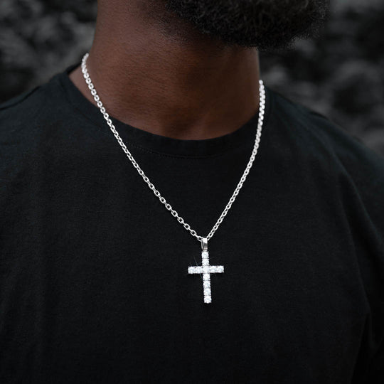 Diamond Cross Pendant Sterling Silver