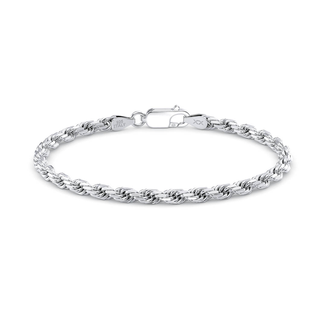 Italian Silver Rope Bracelet 4mm width