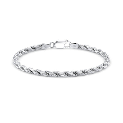 Italian Silver Rope Bracelet 4mm width