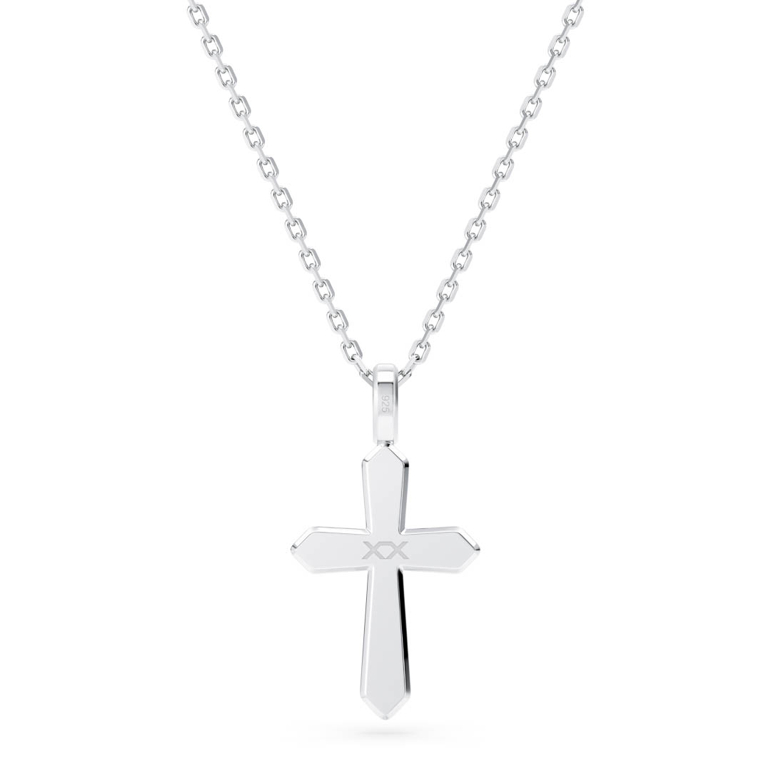 925 Stamp on Back of Bevel Cross Pendant