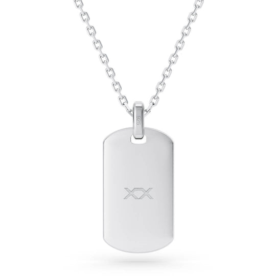 Micro Diamond Dog Tag Pendant in Silver - Van Xander