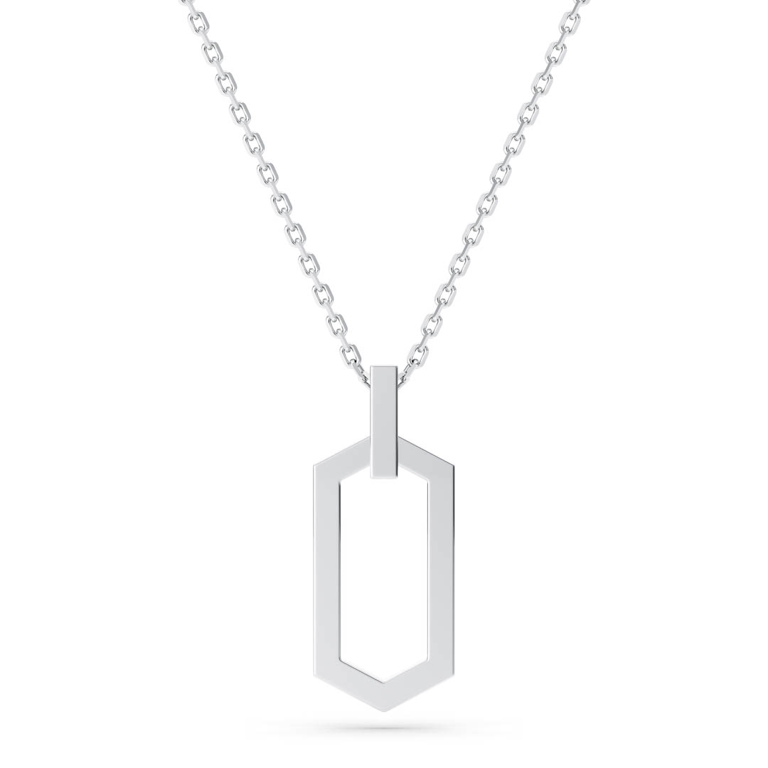 Geometric Dog Tag Necklace in Sterling Silver